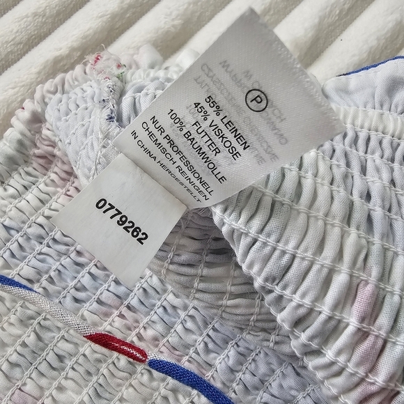 House Of Harlow 1960 Parrot Smocked Linen Bandeau With Beaded Tassels - Picture 7 of 10